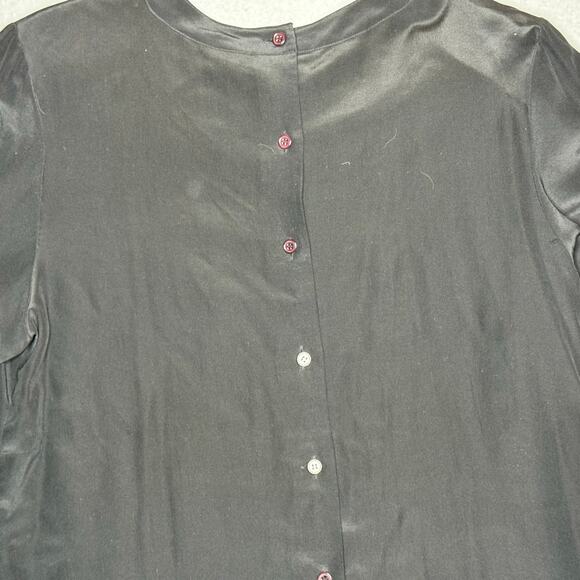 Vintage Jordan Brand 100% Silk Pleated 80's Style Blouse Button Down Back - Sz 8 - Picture 6 of 10